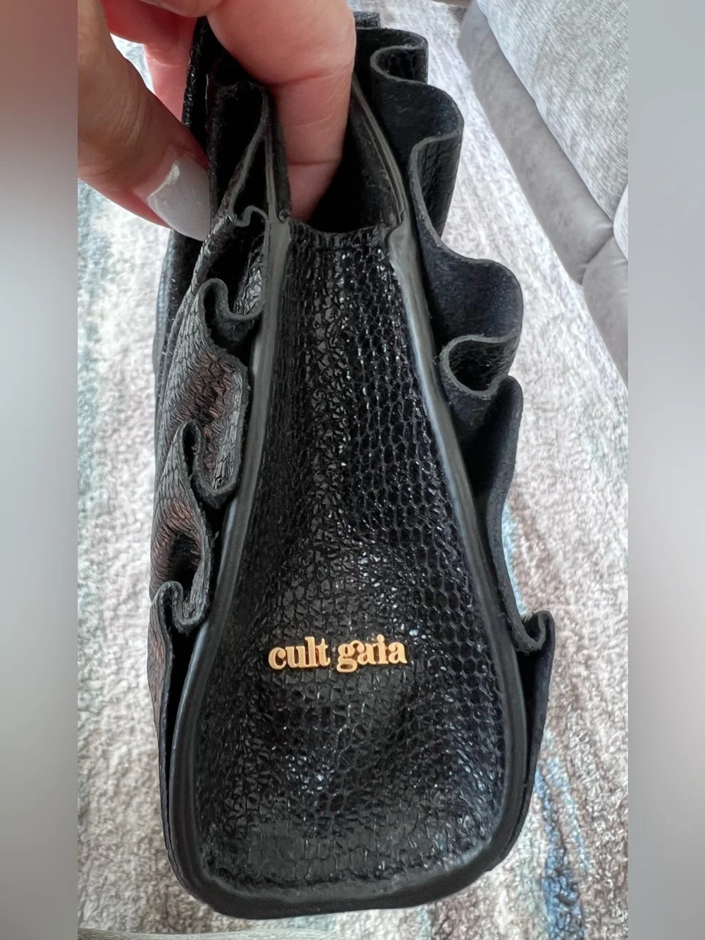 CULT GAIA Nala Mini Clutch Snake Embossed Calf Leather